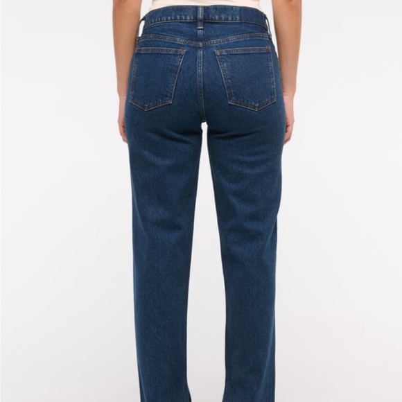 Abercrombie & Fitch Brown Curve Love Mid Rise 90s Straight Jeans - Picture 4 of 6